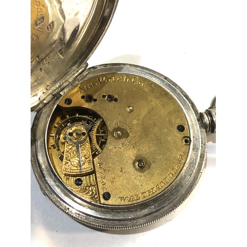 276 - Antique silver full hunter waltham mass pocket watch non working spares or repair