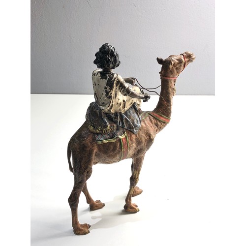 336 - 19th century Orientalist cold painted Bergman bronze camel and rider plus 2 other spelter figures