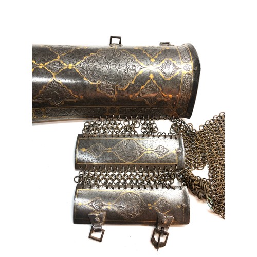 321 - A fine 19th century Indo Persian gold inlaid steel arm guard