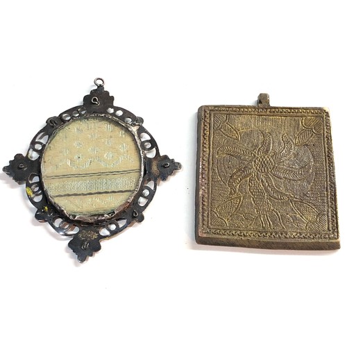 337 - 17th century Spanish reverse glass painted silver framed icon and another enamelled Russian one