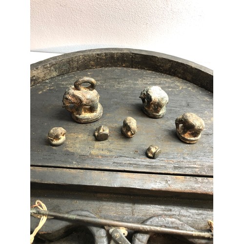 320 - An unusual Indian set of scales and weights in original box