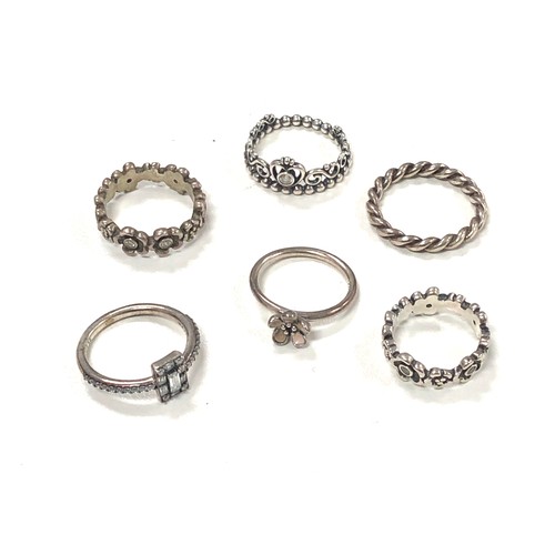 143 - 6 Pandora silver rings