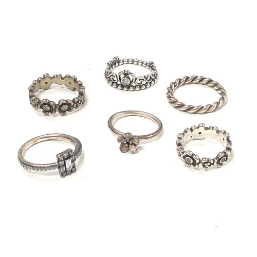 143 - 6 Pandora silver rings