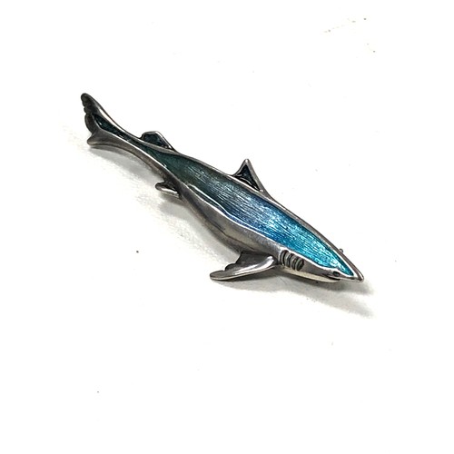 169 - Sheila Fleet silver and enamel shark brooch