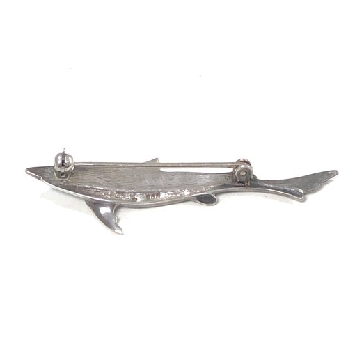 169 - Sheila Fleet silver and enamel shark brooch