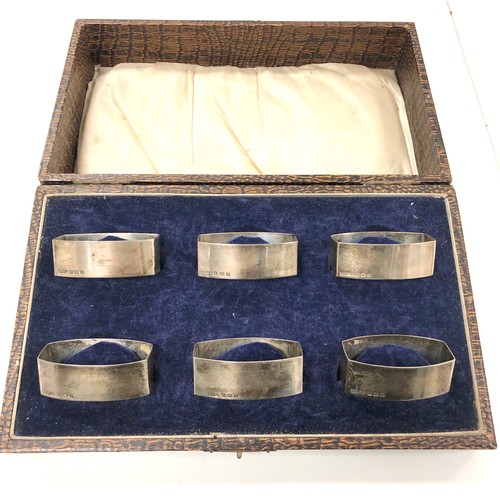 81 - Set of 6 silver napkin rings Birmingham silver hallmarks boxed