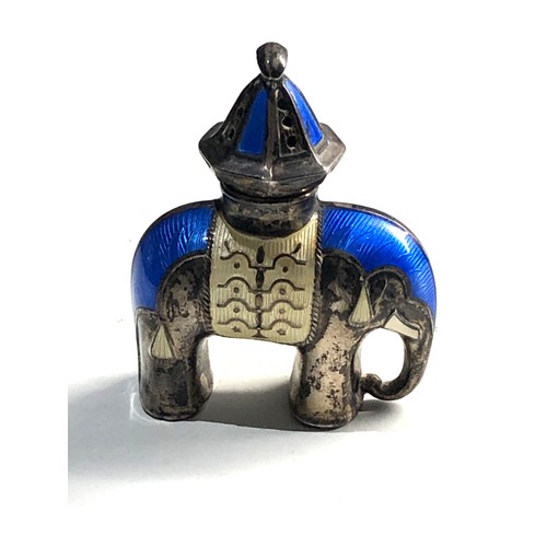 79 - Vintage silver and enamel elephant pepper