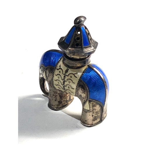 79 - Vintage silver and enamel elephant pepper