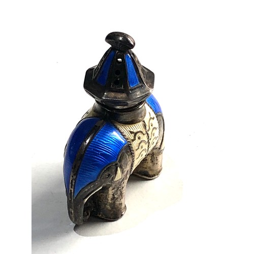 79 - Vintage silver and enamel elephant pepper