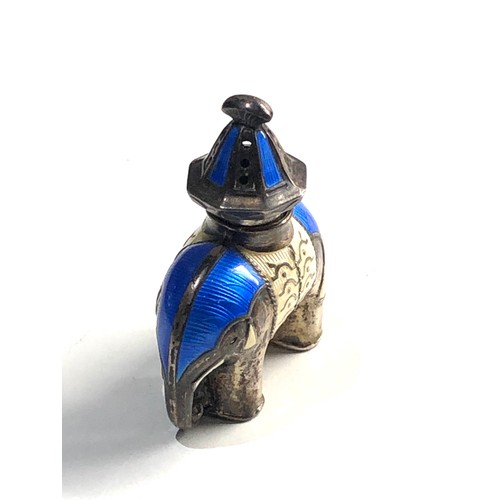 79 - Vintage silver and enamel elephant pepper