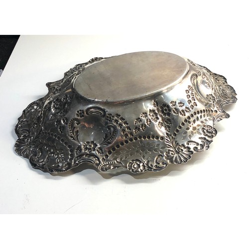 63 - Large antique silver pierced fruit bowl 12ins by 9ins Birmingham silver hallmarks weight 240g