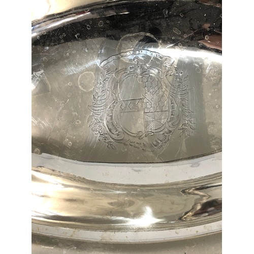 23 - Large Georgian silver cake basket with engraved family crest London silver hallmarks makers IH measu... 