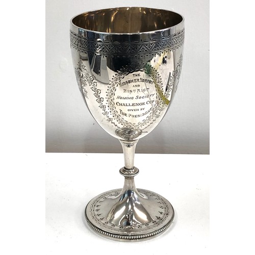 28 - Victorian silver Goblet engraved London silver hallmarks measures approx height 20cm weight 284g