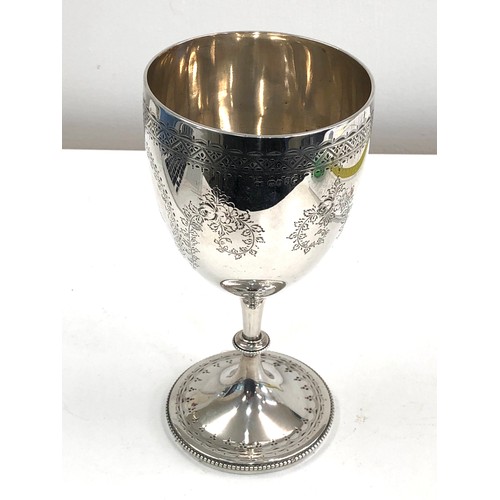 28 - Victorian silver Goblet engraved London silver hallmarks measures approx height 20cm weight 284g