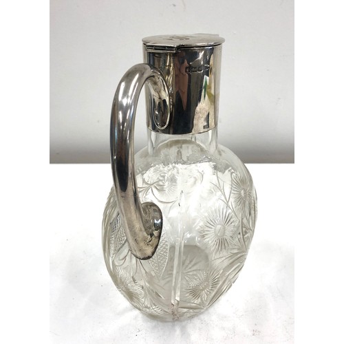 34 - Silver and cut glass claret jug by Walker and Hall