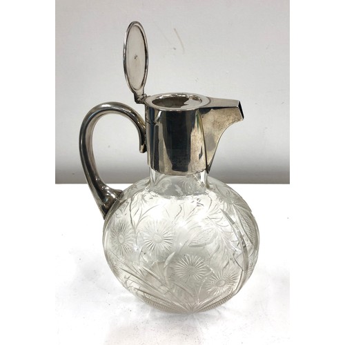 34 - Silver and cut glass claret jug by Walker and Hall