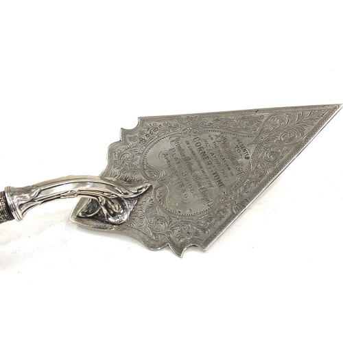 31 - Victorian silver presentation trowel Sheffield silver hallmarks