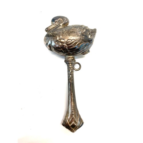 100 - Vintage novelty silver babies rattle