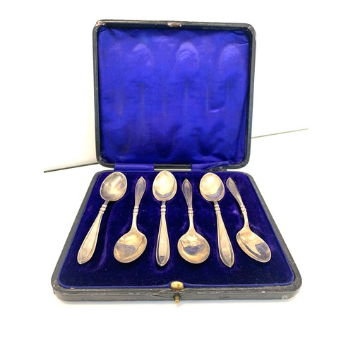 83 - Boxed set of 6 silver tea spoons