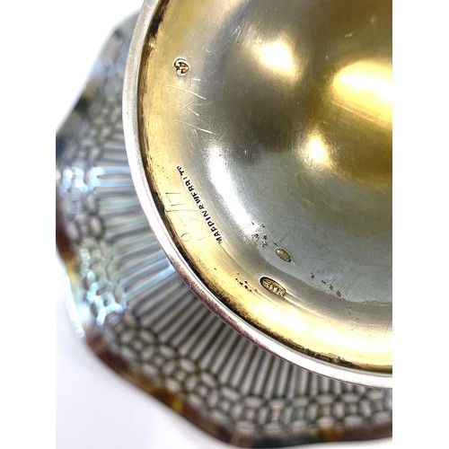 43 - Pierced silver dish measures height 9.5cm 12cm diameter weight 128g