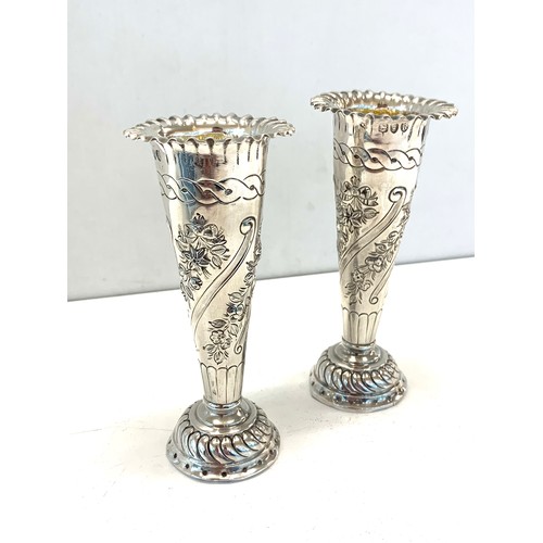 51 - Pair of Victorian silver bud vase height 11.5cm