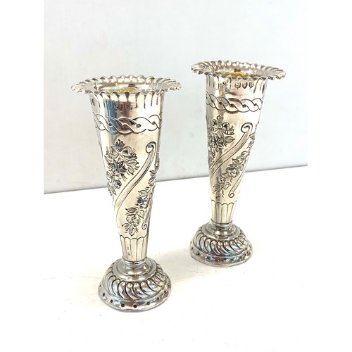 51 - Pair of Victorian silver bud vase height 11.5cm