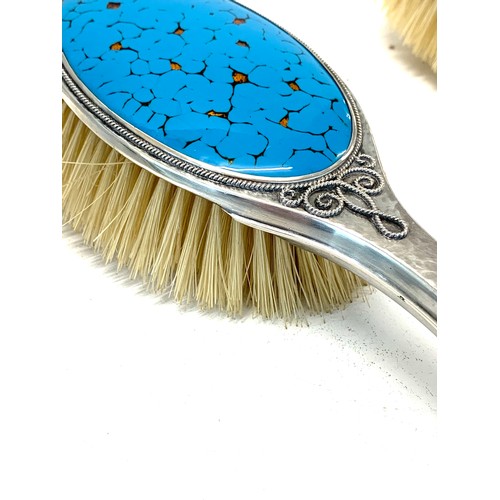 37 - Fine silver and enamel Bernard Instone brush set