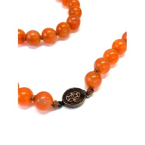 200 - Chinese export carnelian bead necklace silver clasp