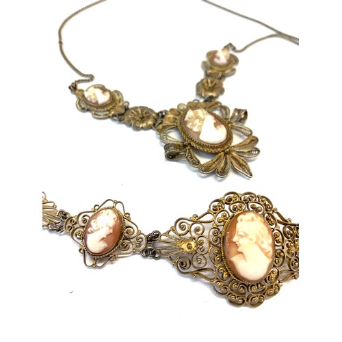 209 - Gilt filigree cameo jewellery