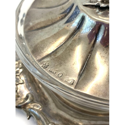 24 - Large Georgian silver and glass butter dish