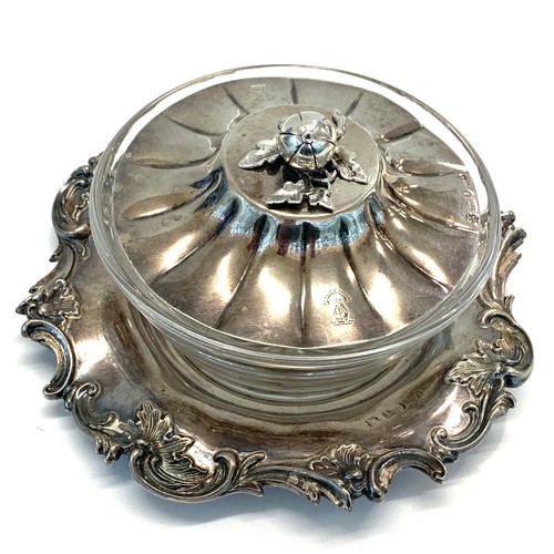 24 - Large Georgian silver and glass butter dish