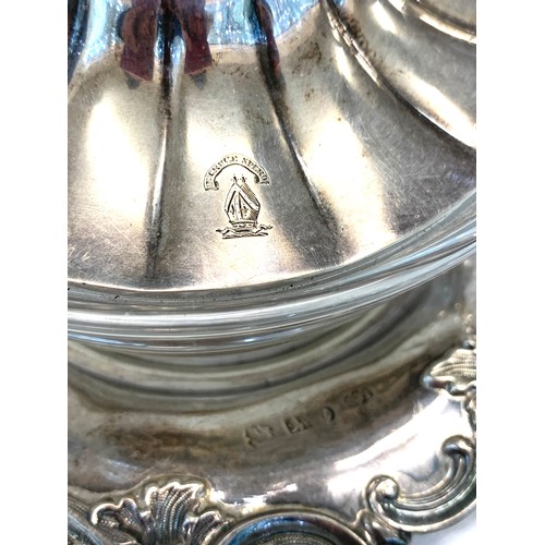 24 - Large Georgian silver and glass butter dish