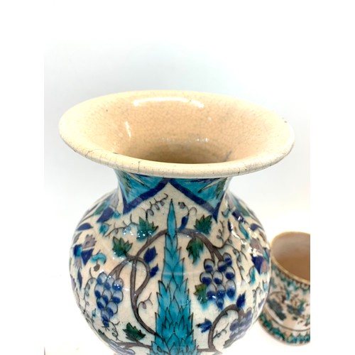 344 - Turkish iznik style vase and another similar beaker