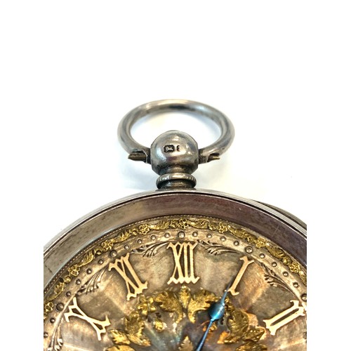 288 - Silver cased pocket watch, missing front glass and one hand, untested