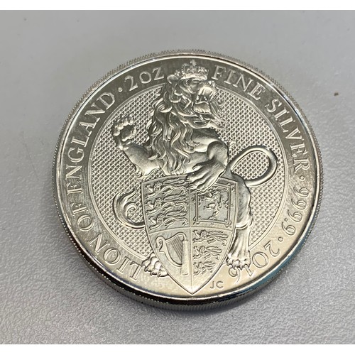 298 - Lion of England 2 oz fine silver coin