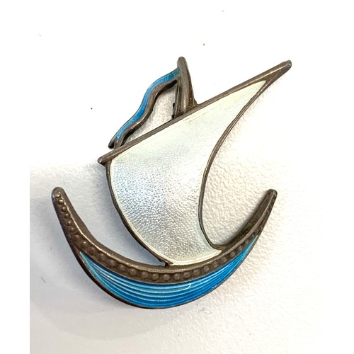 152 - Scandinavian silver and enamel ships brooch