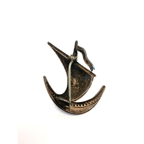 152 - Scandinavian silver and enamel ships brooch