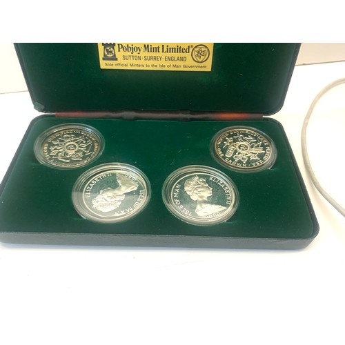 308 - Boxed set of 4 silver 1980 isle of man olympiad Moscow coins