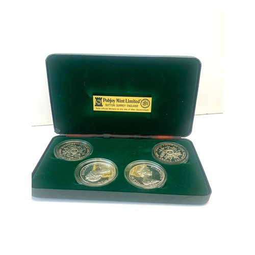 308 - Boxed set of 4 silver 1980 isle of man olympiad Moscow coins