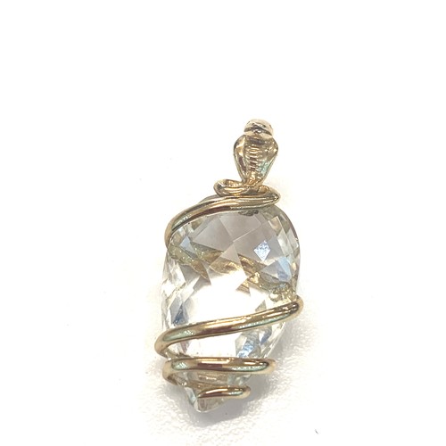 150 - 9ct gold snake wrap gemstone pendant