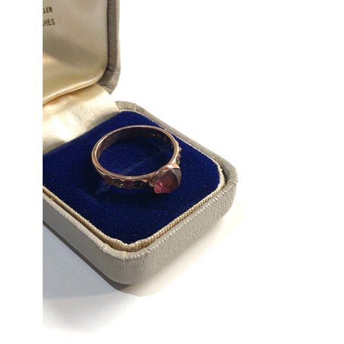 267 - 9ct rose gold gemstone ring, ring size approx p