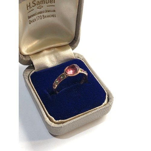 267 - 9ct rose gold gemstone ring, ring size approx p