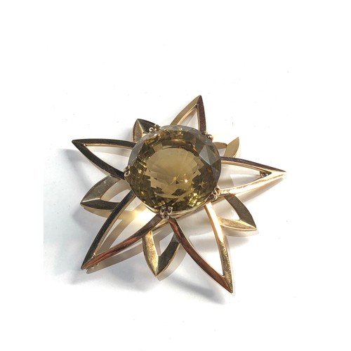 301 - 9ct Gold huge smokey quartz brooch, total weight 51g  quartz measures approx 30mm dia brooch mesures... 