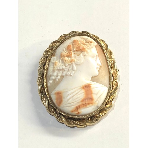 255 - Large cameo brooch gold framed measure approx 60mm by 50mm total weight 27g