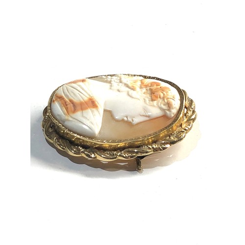 255 - Large cameo brooch gold framed measure approx 60mm by 50mm total weight 27g