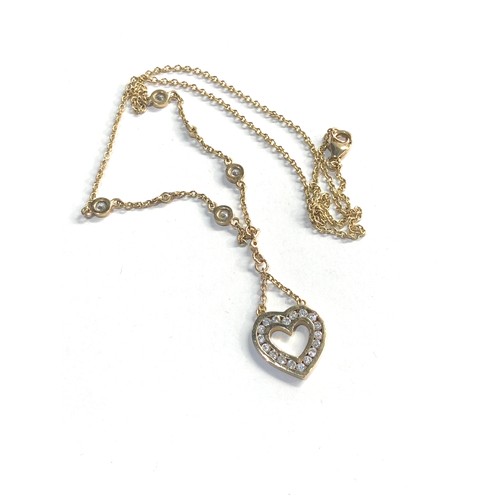 57 - 9ct gold CZ heart necklace