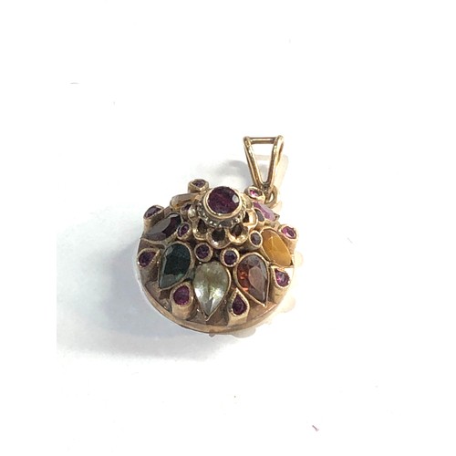 195 - 9ct Gold hareem multi gemstone pendant  weight approx 3.9g