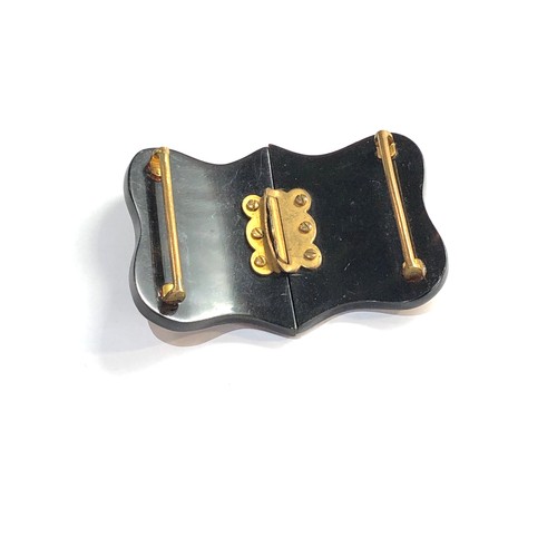 94 - Victorian pique tortoiseshell buckle measures approx 73mm by 53mm, good overall condition