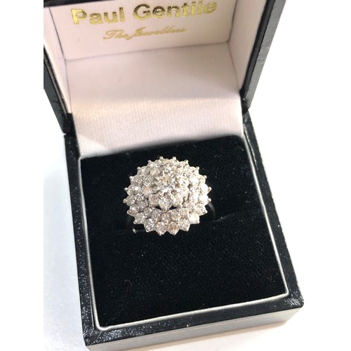 251 - 18ct white gold diamond cluster ring, approximate ring size is O,  we are unable to clarify colour o... 