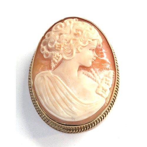 32 - Large gold framed cameo brooch measures approx53mm by 43mm total weight 16g